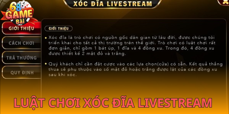 Luật chơi game Xóc Đĩa Livestream